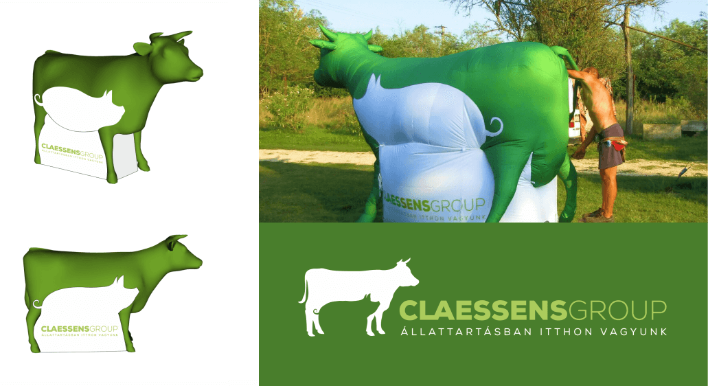 felfújható 2D zöld tehén logó
